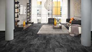 Laminatboden in dunkler Schieferoptik, Ceramico, Logoclic
