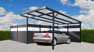 Auto unter Carport mit Seitenelementen, Gutta