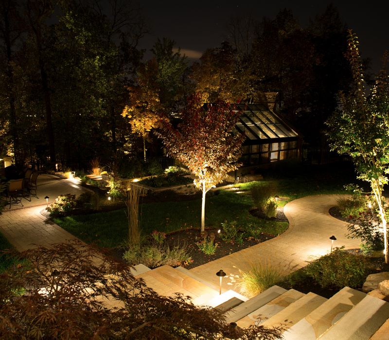 Beleuchterer Gartenweg mit Bepflanzung, Rainpro